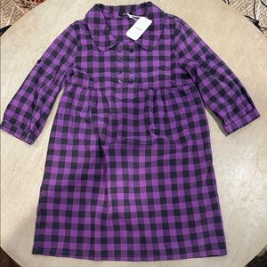 Millau Checkered 3/4 sleeve Purple and Black Dress